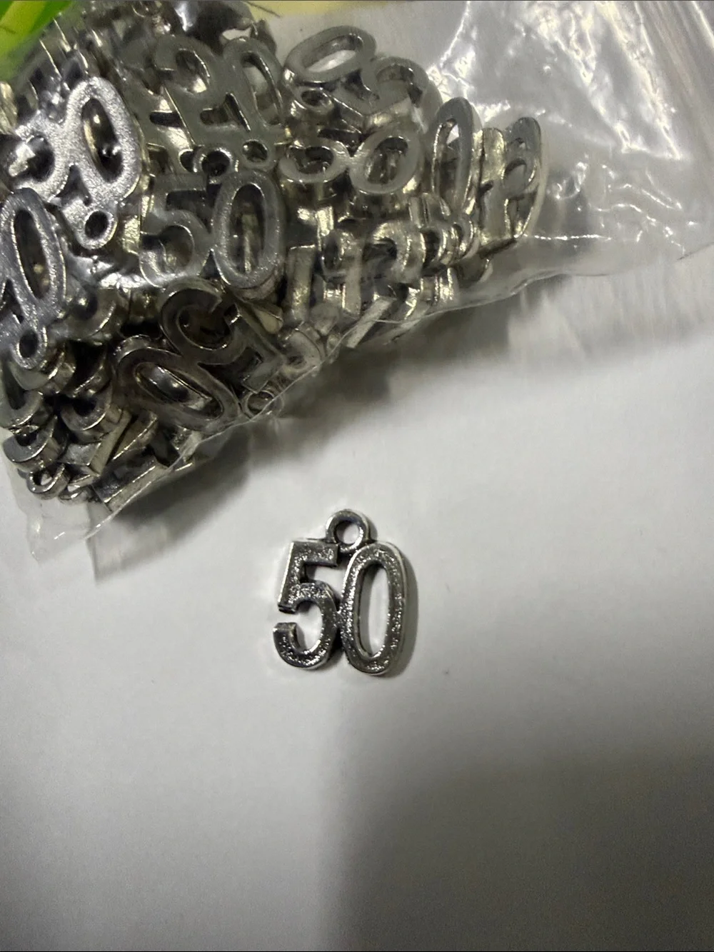 Silver '50' Number Charms - Pack